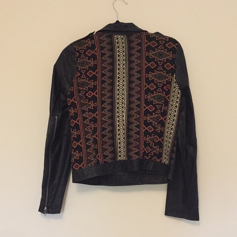 Embroidered Vegan Leather Jacket